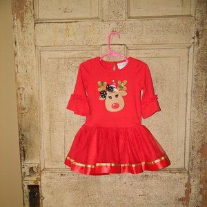 Emily Rose Reindeer Christmas Holiday Dress Size 3T (H-19)